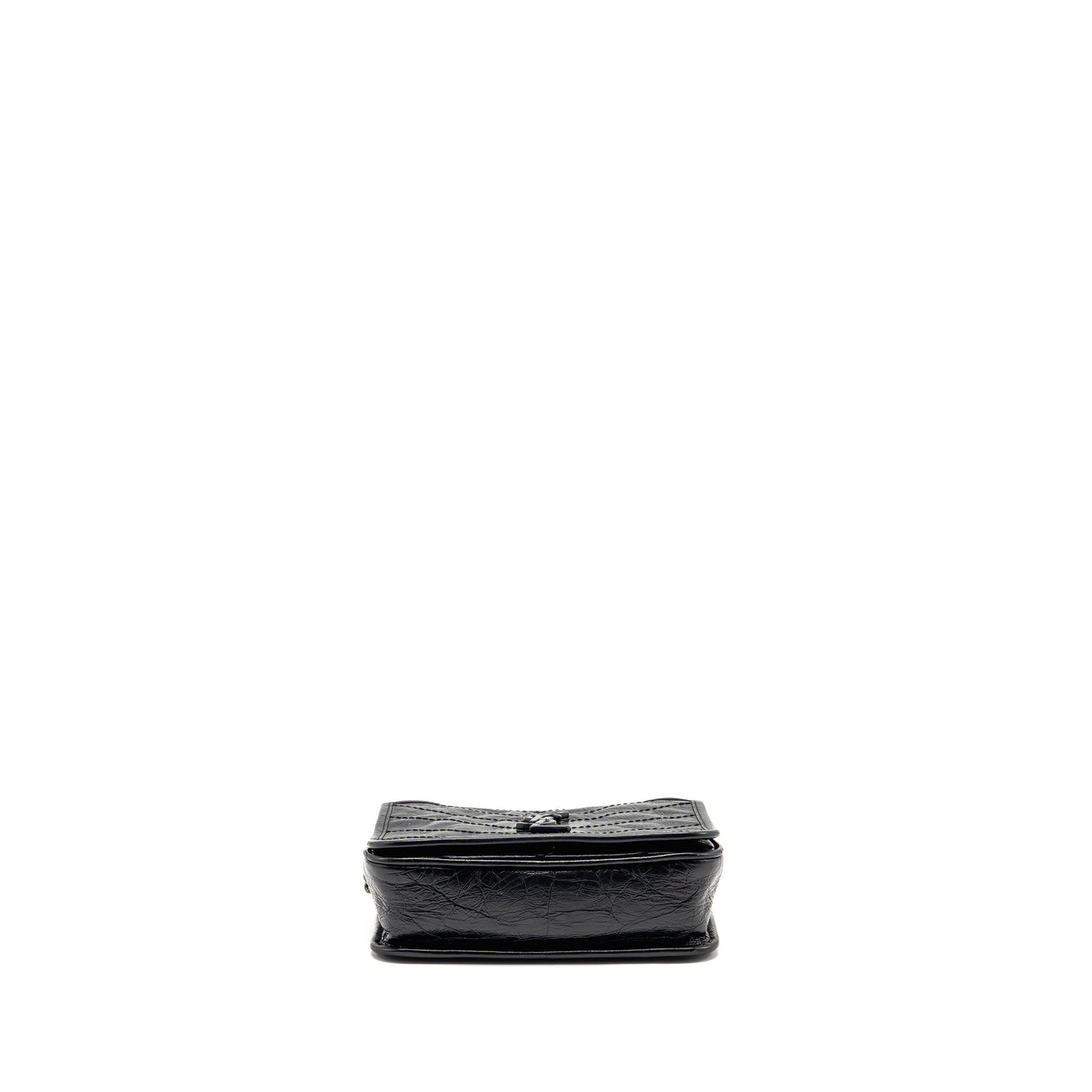 Saint Laurent / Niki Chain Wallet Crinkled Calfskin Black