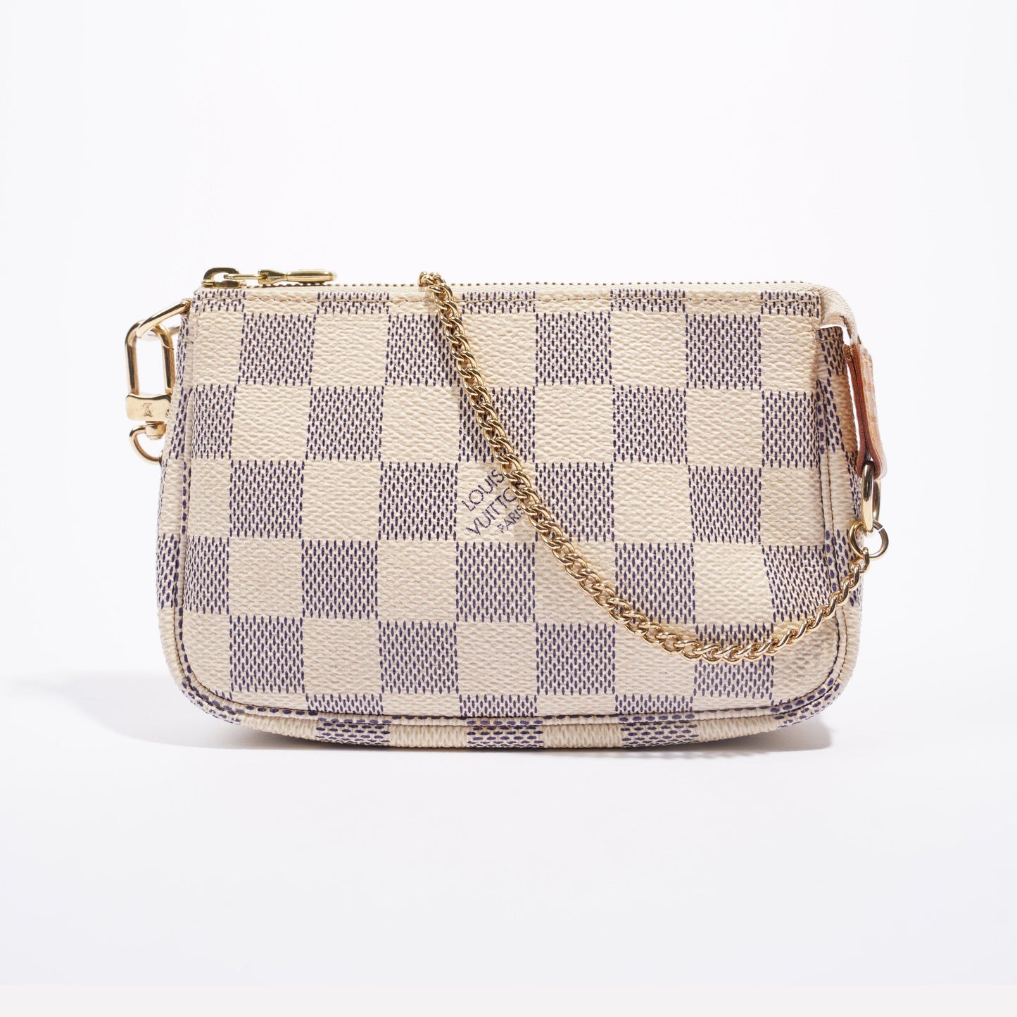 Louis Vuitton Womens Mini Pochette Damier Azur Clutch