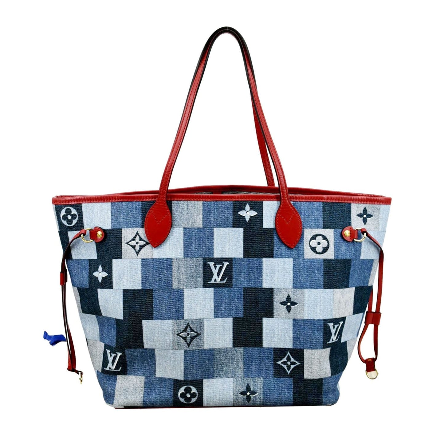 Louis Vuitton Neverfull MM Patchwork Monogram Shoulder Bag Blue