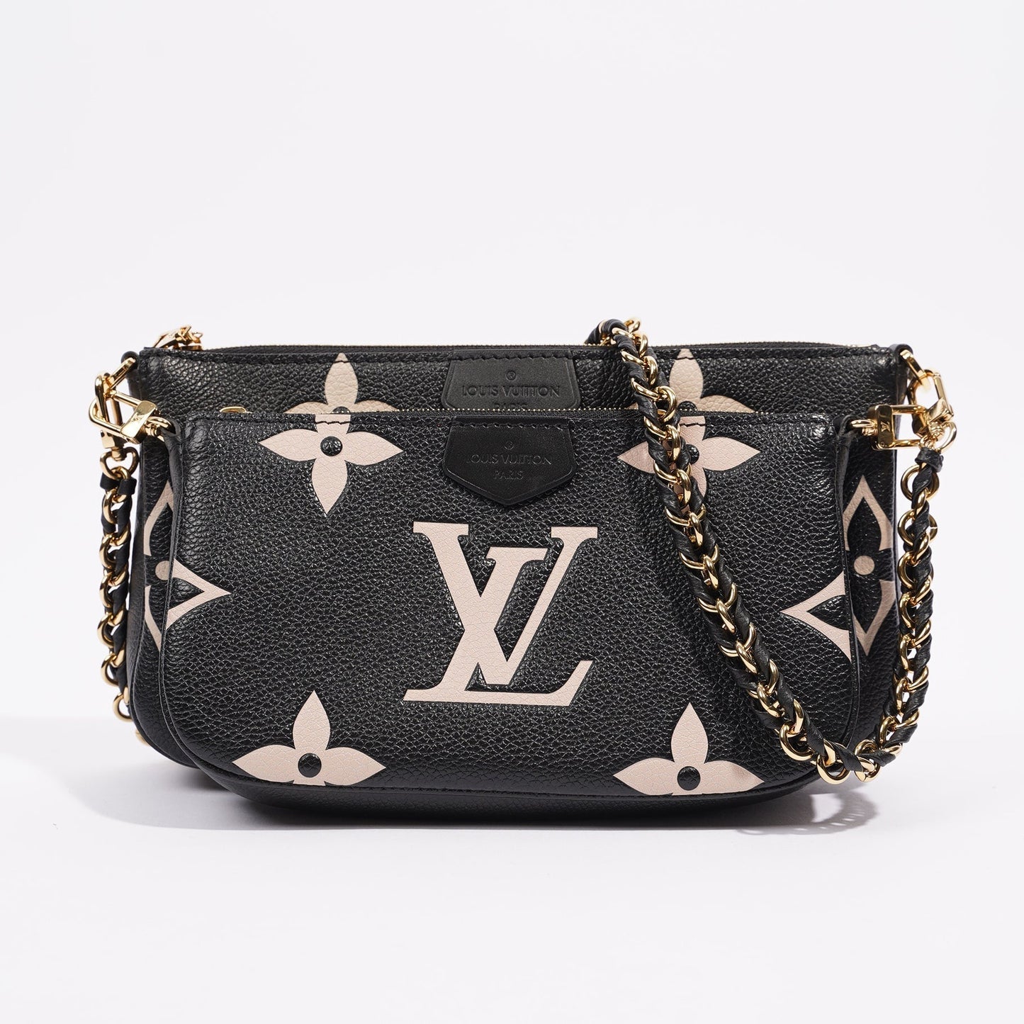 Louis Vuitton Womens Multi Pochette Accessoire Black / Beige Clutch
