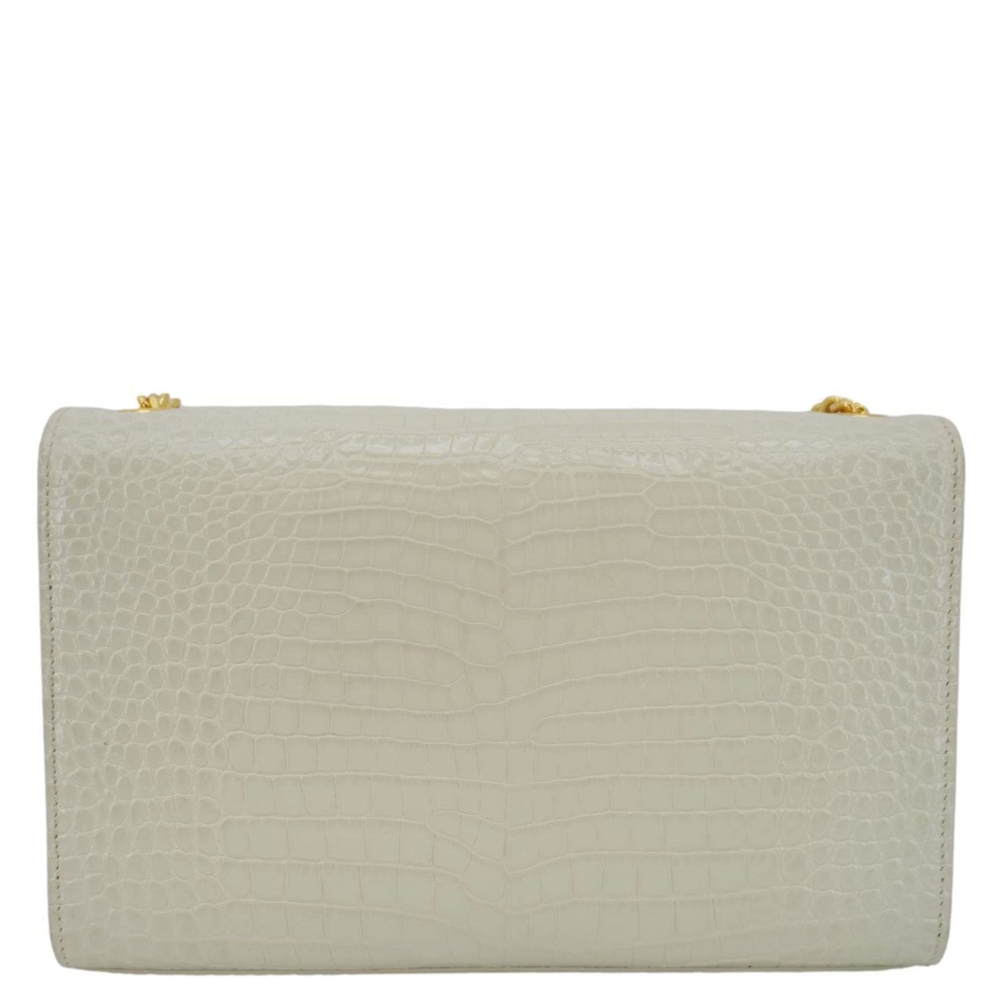 YVES SAINT LAURENT Kate Tassel Medium Crocodile Embossed Leather Crossbody Bag White