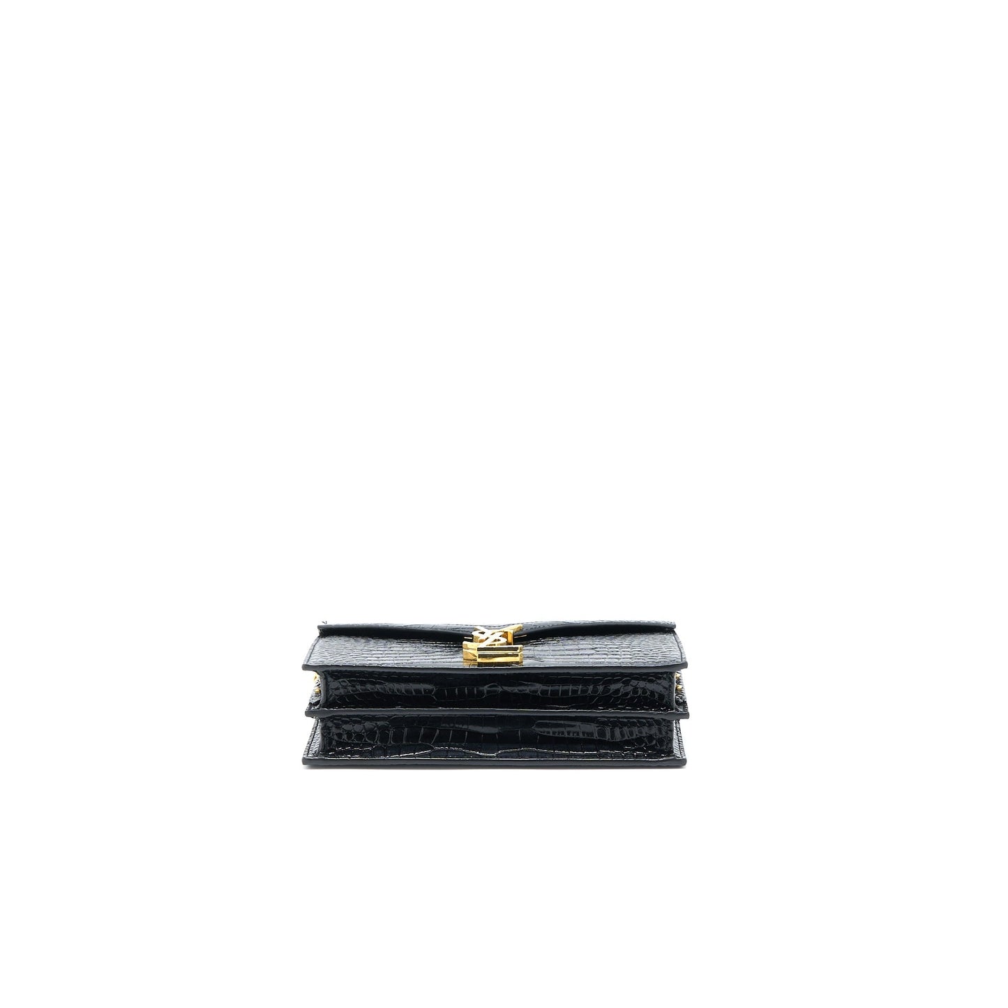 Saint Laurent Cassandra Chain Purse Crocodile-Embossed Leather Black