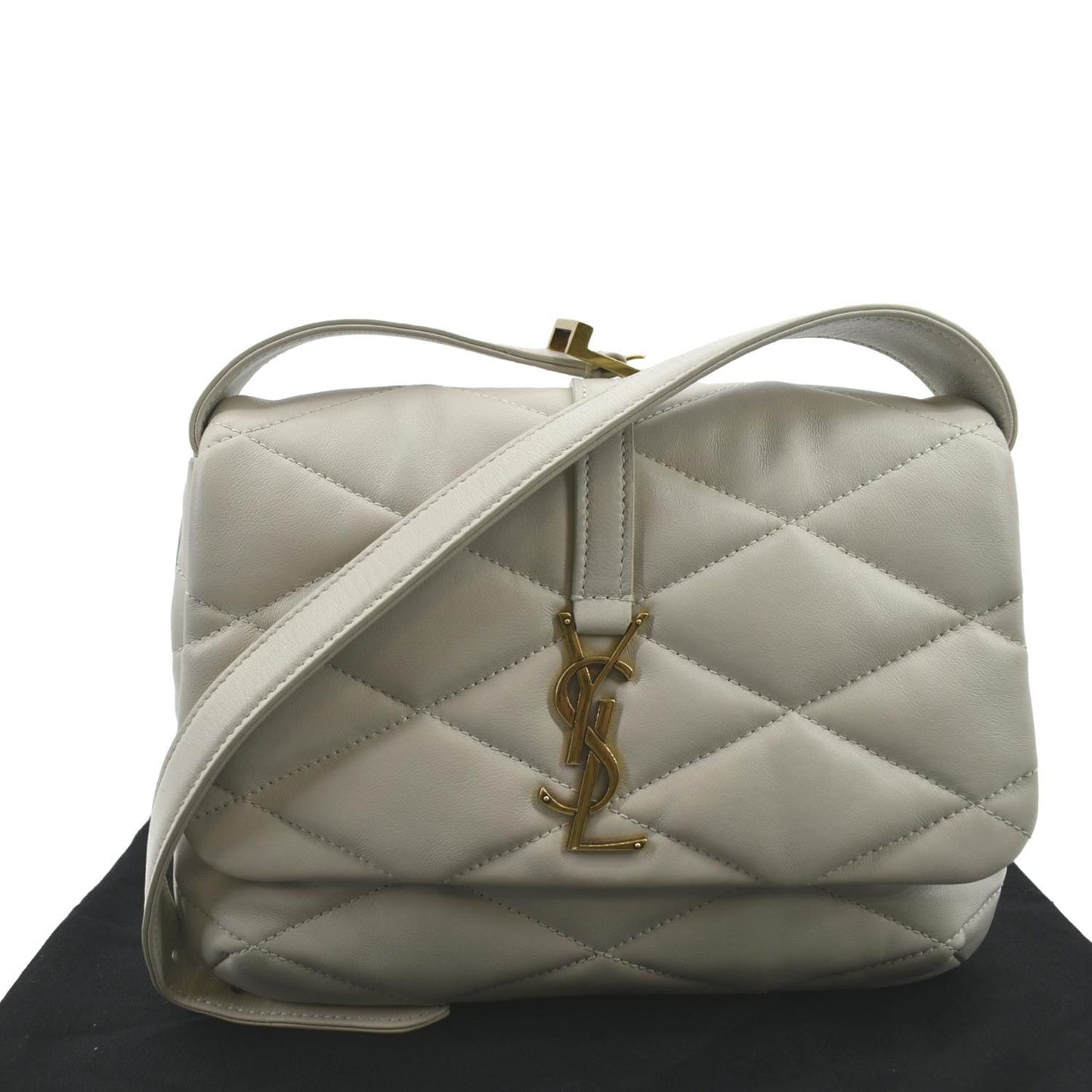 YVES SAINT LAURENT LE 57 Quilted Lambskin Leather Hobo Bag Antique