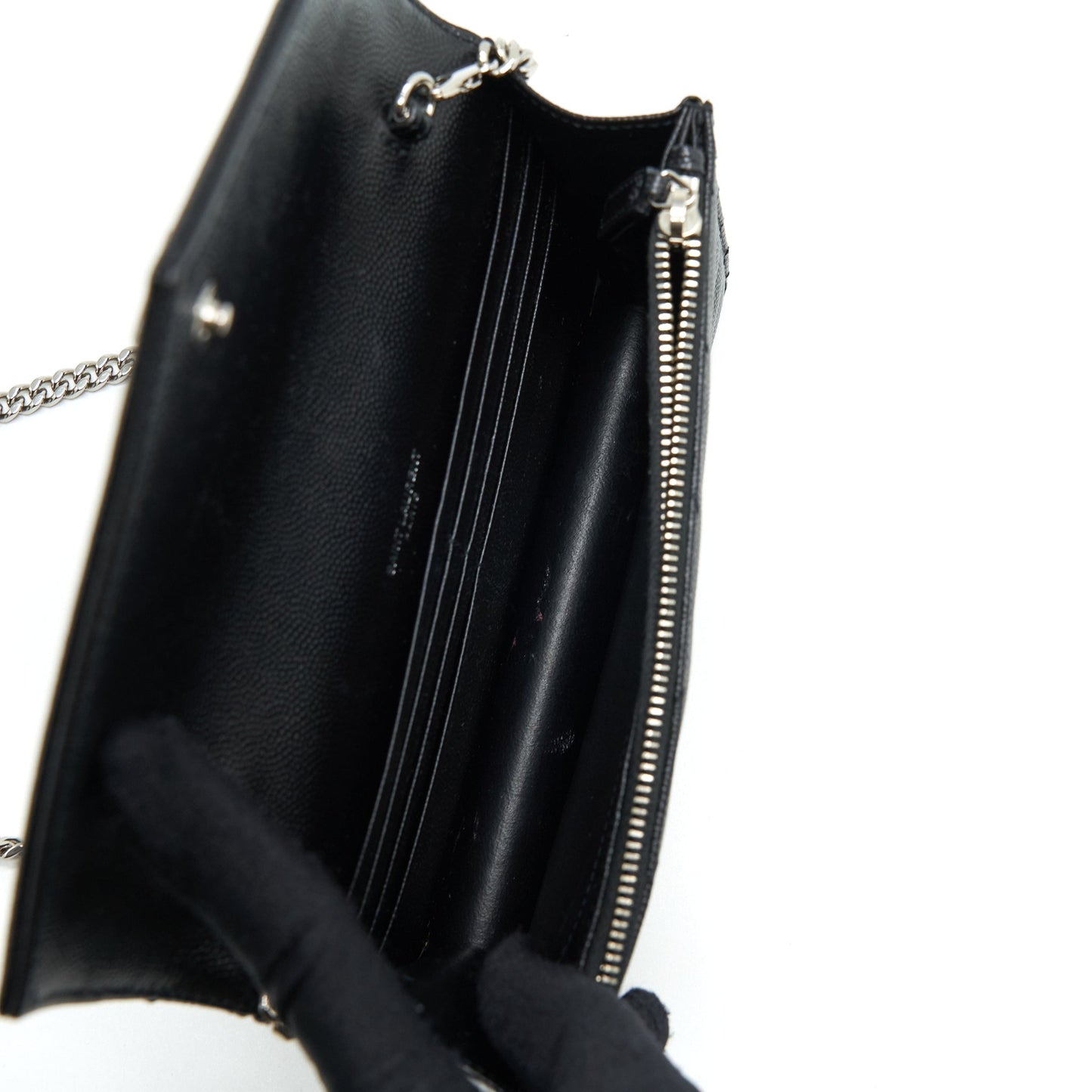 Saint Laurent/ Cassandra Matelasse Envelope Chain Wallet Grained Calfskin Black