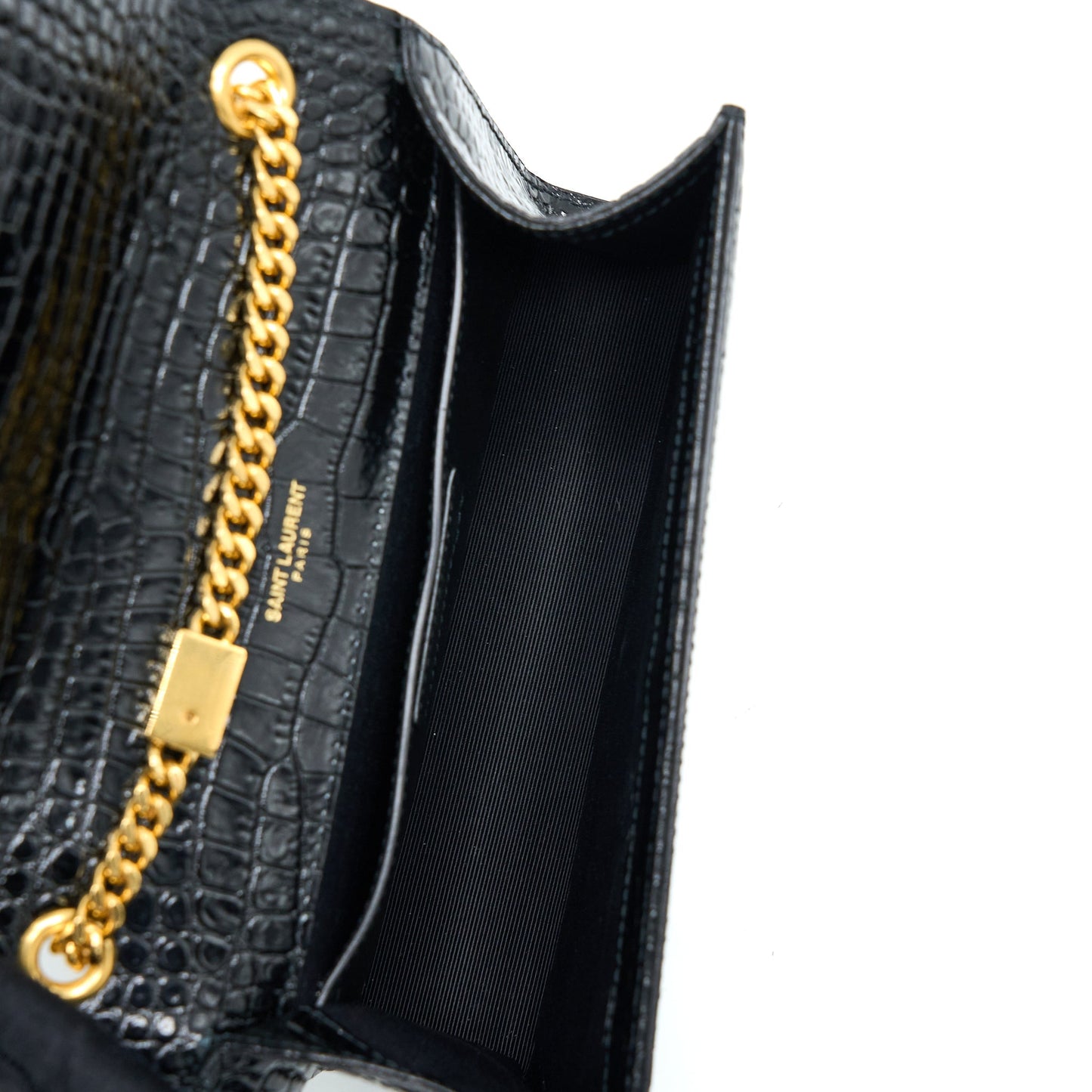Saint Laurent Kate Purse Crocodile-Embossed Calfskin Black