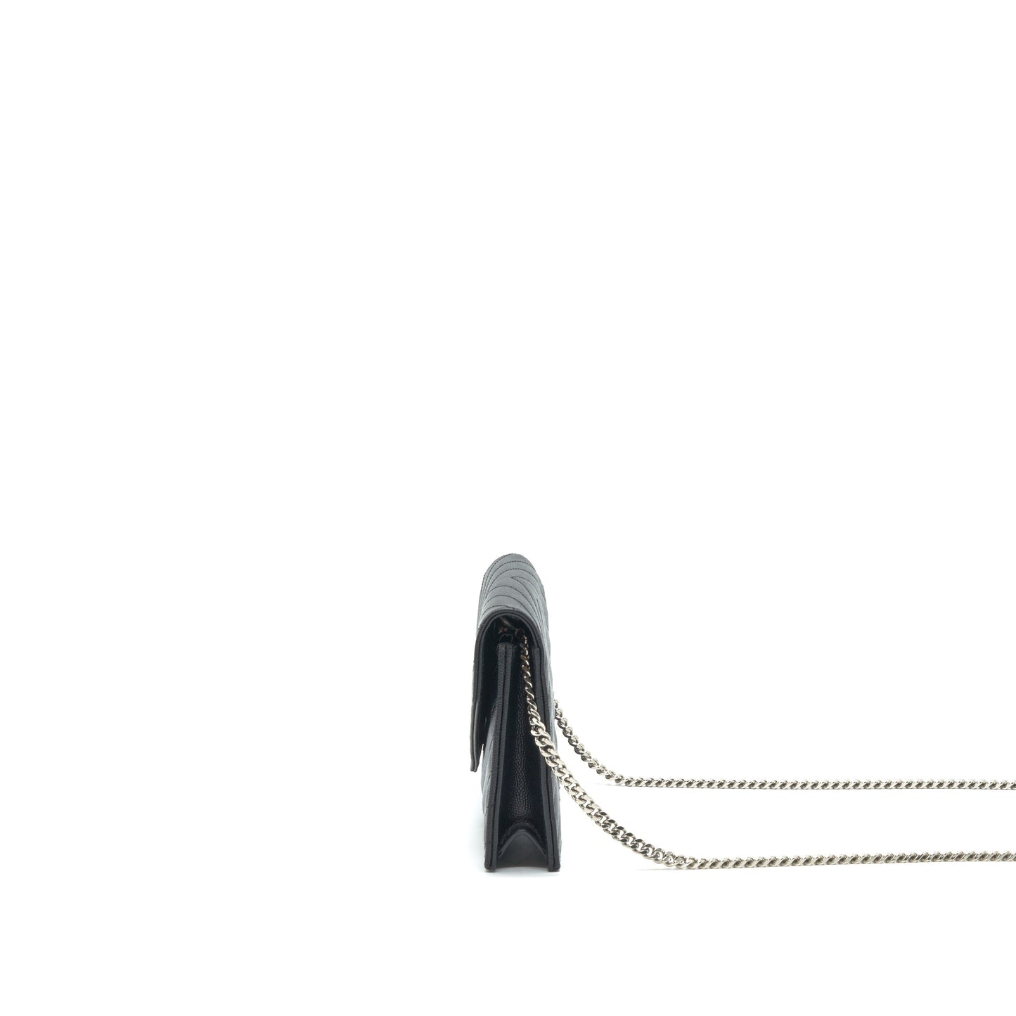 Saint Laurent Grained Calfskin Envelope Wallet on Chain Black