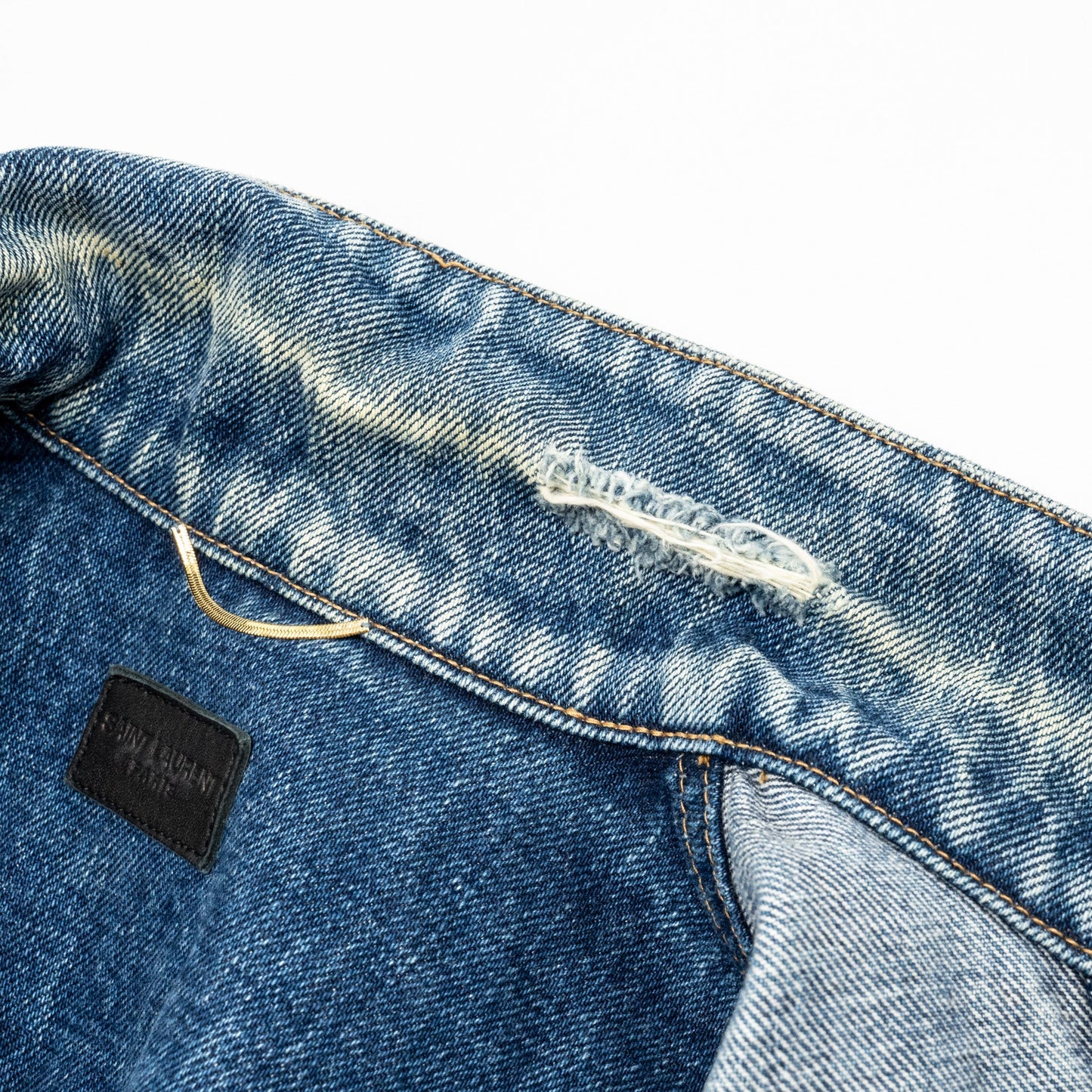Saint Laurent Size Sleeveless Denim Vest Cotton Blue