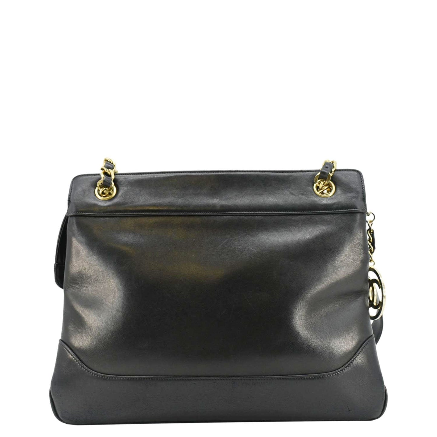 Chanel CC Lambskin Leather Chain Shopping Tote Bag Bag Black