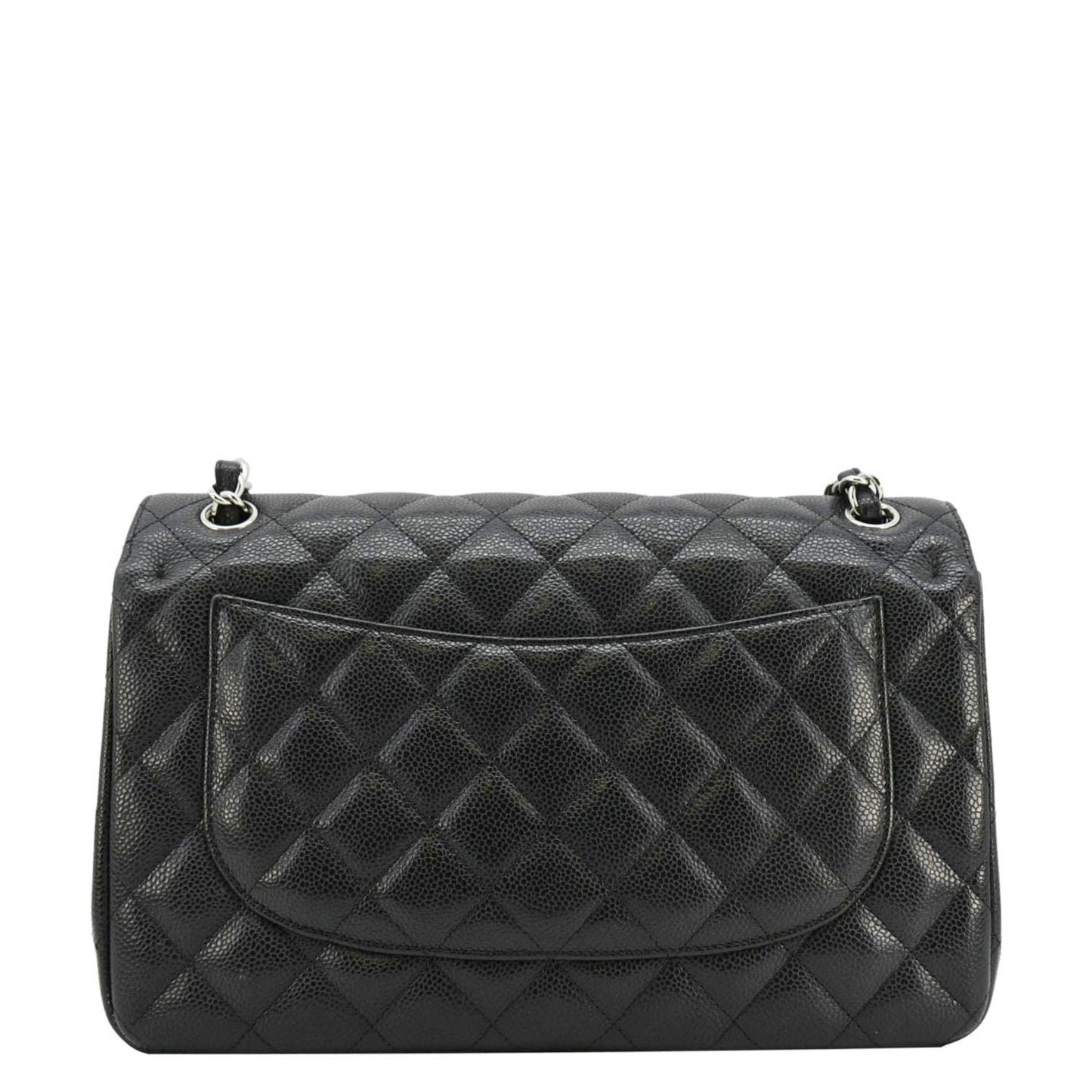 Chanel Classic Jumbo Double Flap Quilted Caviar Leather Shoulder Bag Black