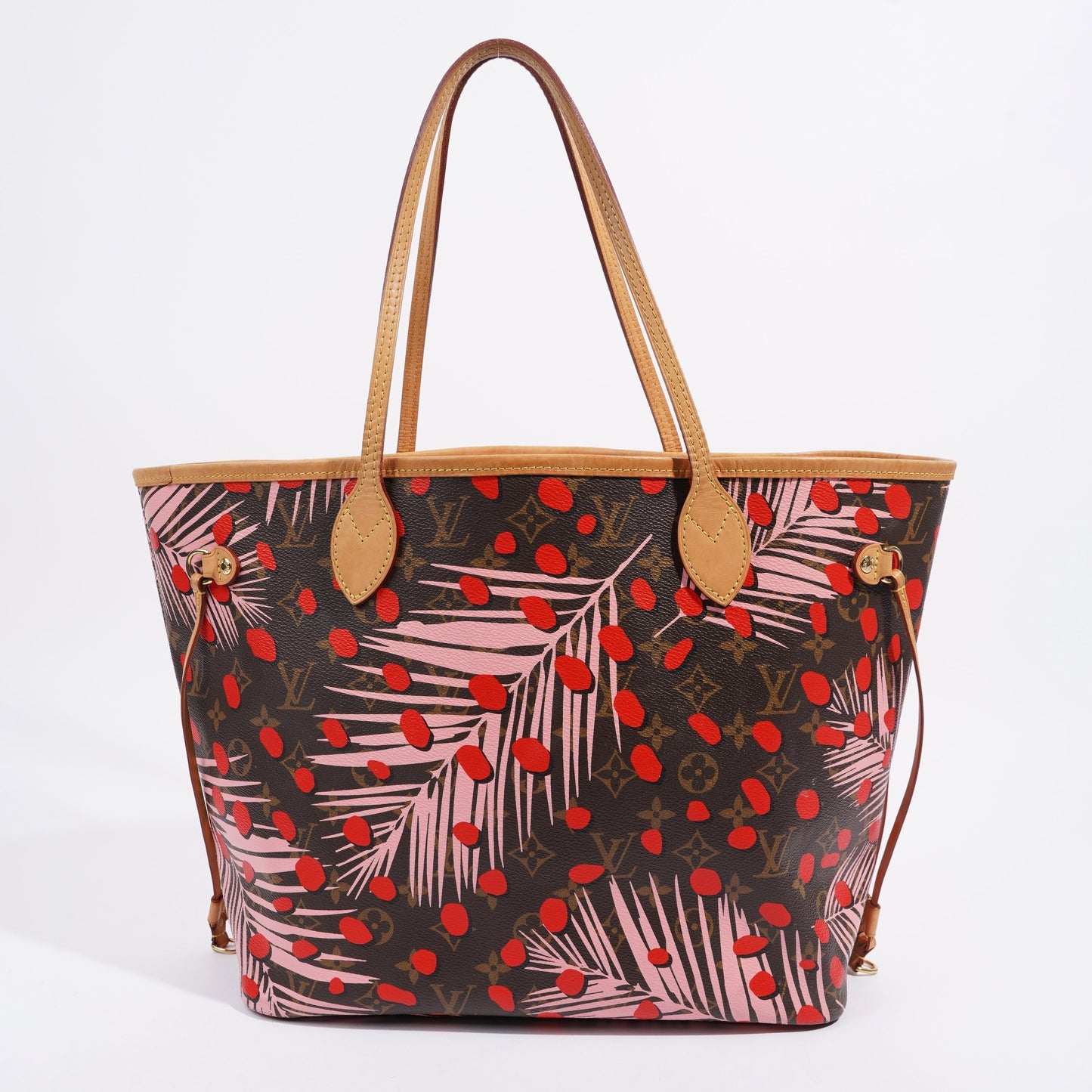 Louis Vuitton Limited Edition Sugar Pink Poppy Monogram Jungle Neverfull Monogram / Pink / Red Coated Canvas MM Tote