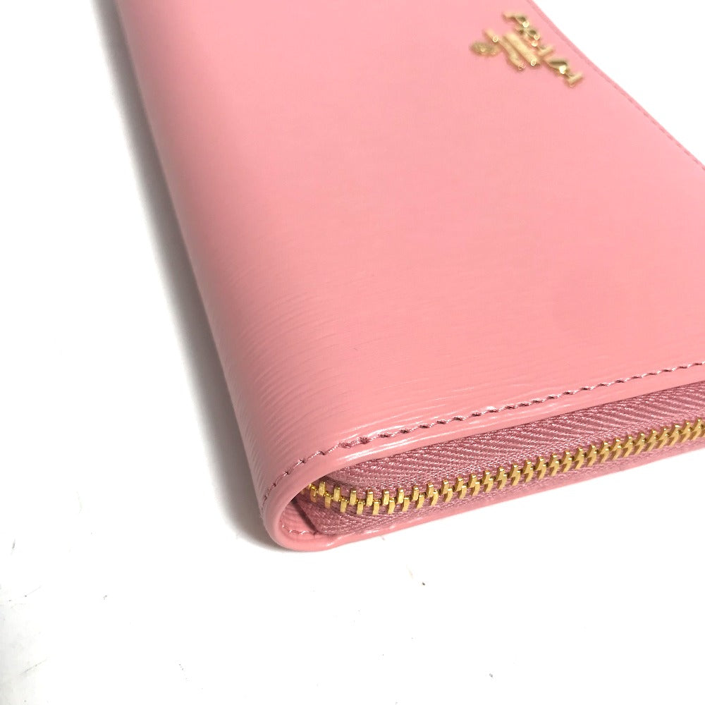 PRADA Long Wallet Purse leather pink logo Long wallet Women