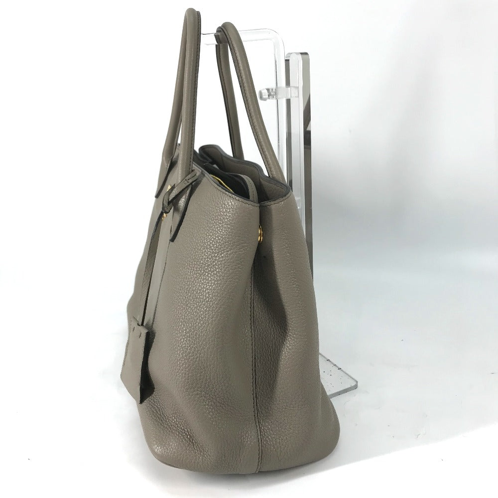 PRADA Shoulder Bag leather gray logo VIT.DAINO Women