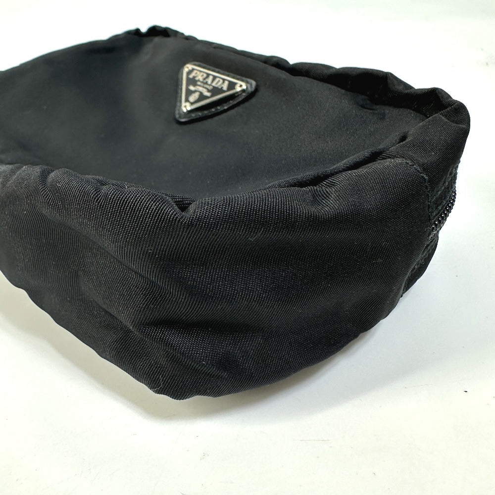 PRADA Pouch Nylon black Triangle logo plate Women