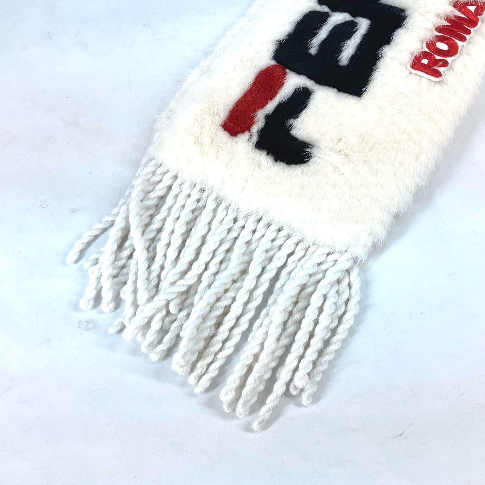 FENDI Scarf FNG477 fur white FILA collaboration logo Women