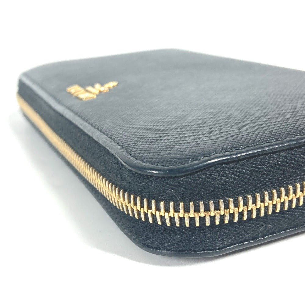 PRADA Long Wallet Purse 1ML506 saffiano leather black logo Heart Bicolor Women