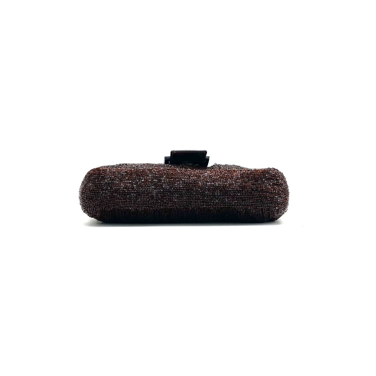 Fendi Baguette Dark Chocolate Brown Glitter Beads
