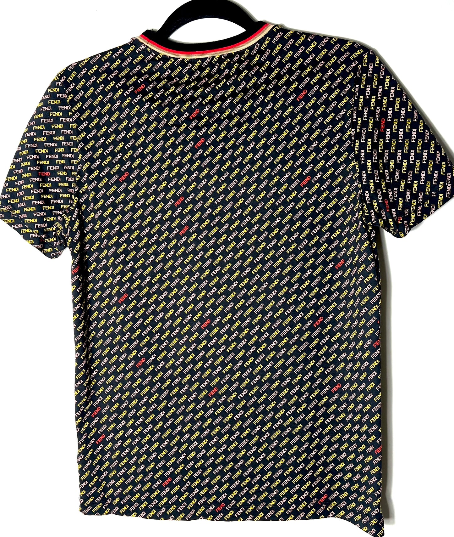 FENDI MULTICOLOR ALL-OVER LOGO CREWNECK TOP