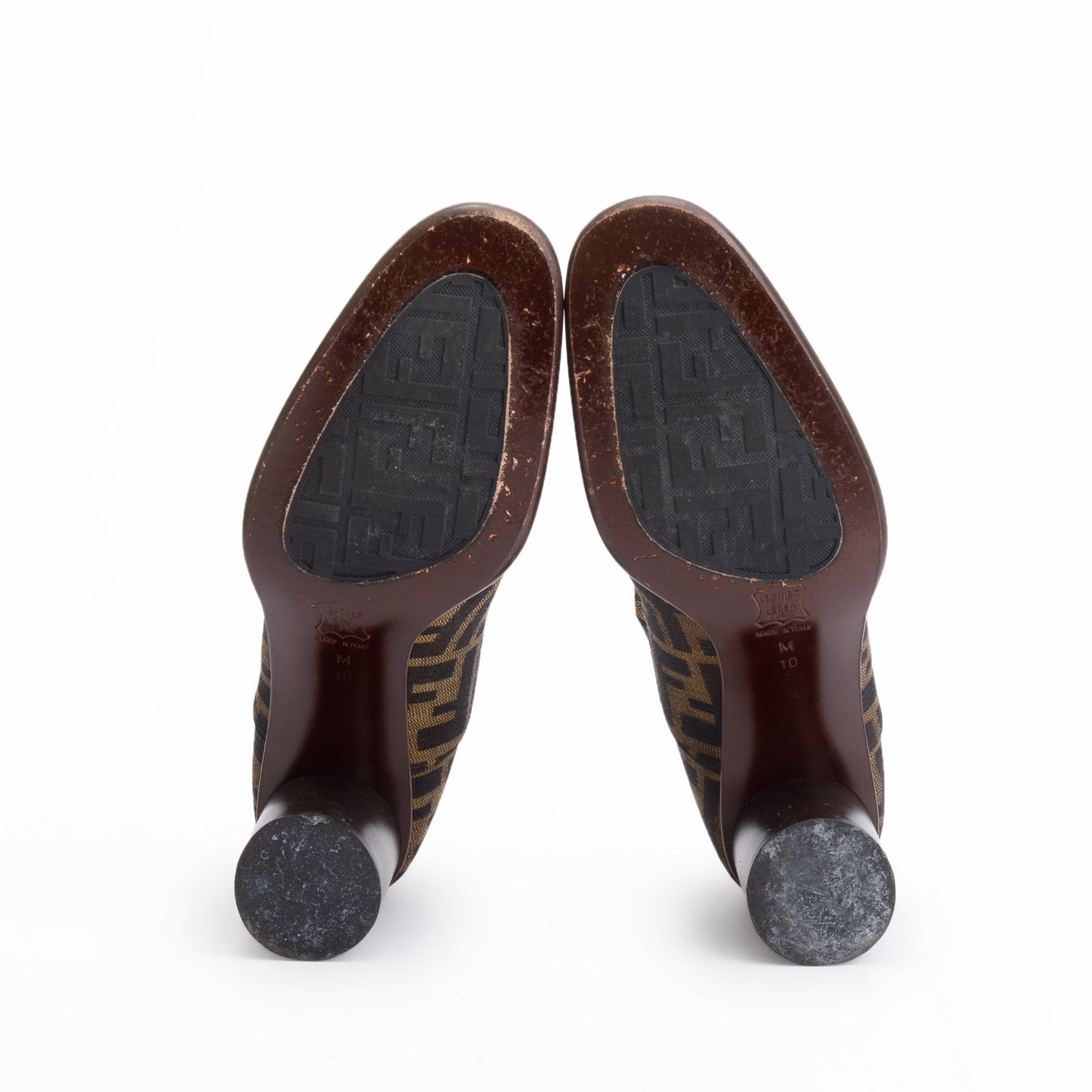 Fendi Embroidered FF Zucca Canvas Mary Jane Pumps, Size 10