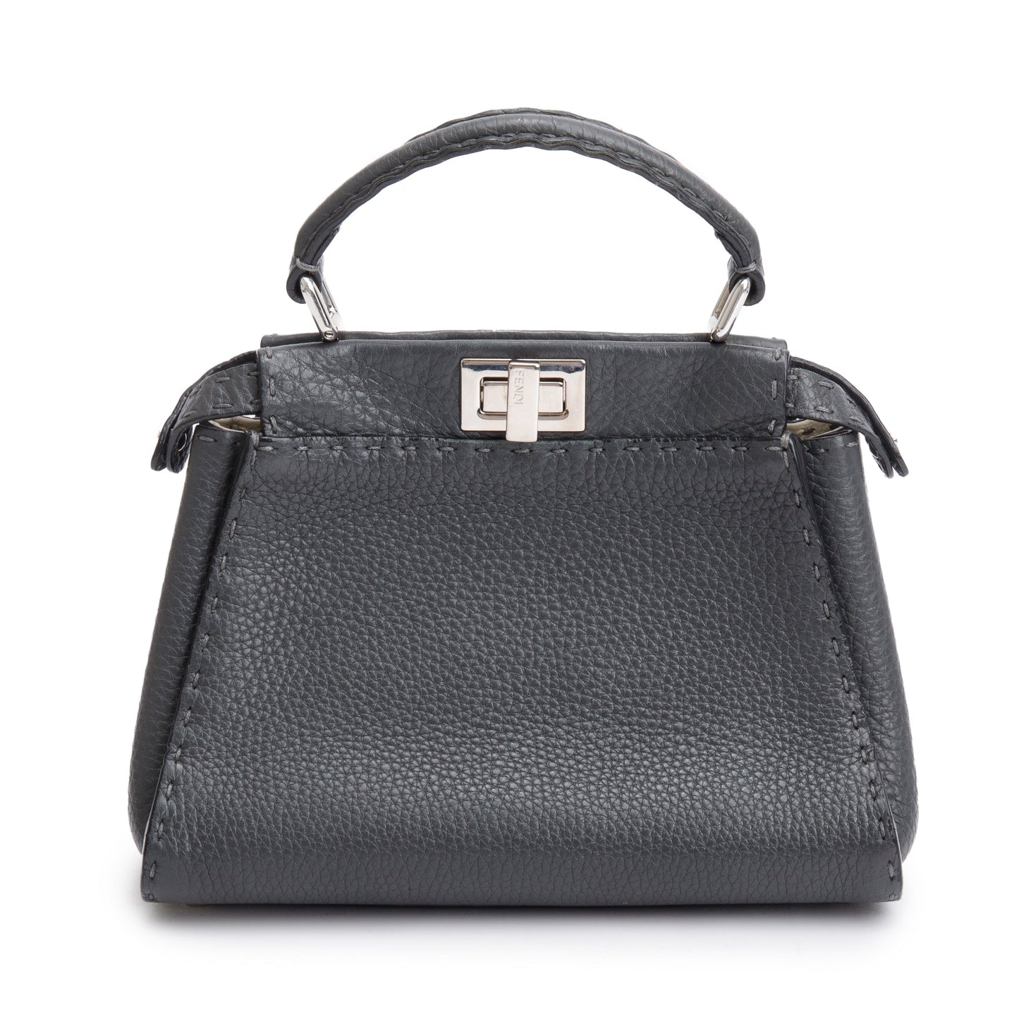 Fendi Grey Calfskin Leather Mini Selleria Peekaboo Bag