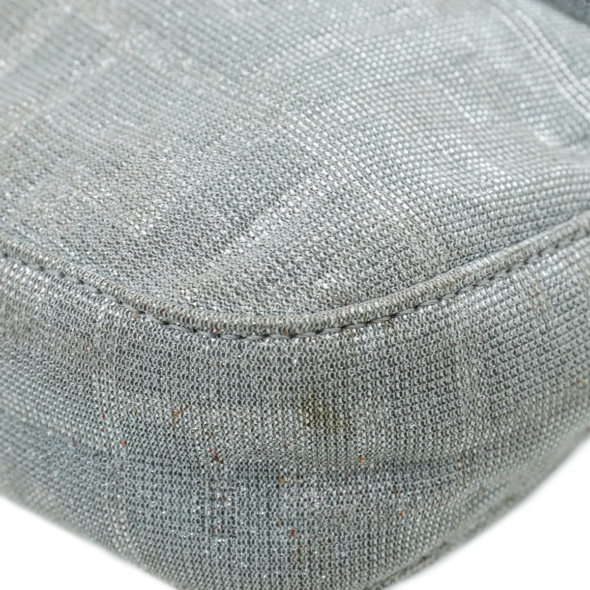 Fendi Silver Metallic Zucca Crystal Baguette Small Bag