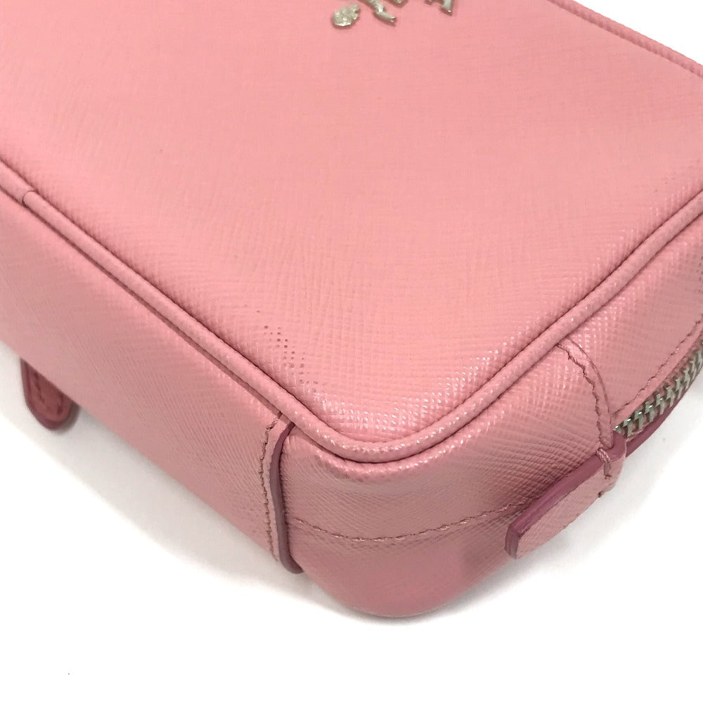 PRADA Shoulder Bag Safiano leather pink logo Shoulder pouch Women
