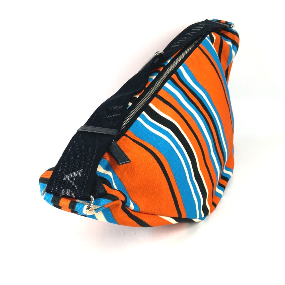 PRADA Shoulder Bag canvas Orange stripe Triangle Bayadere mens