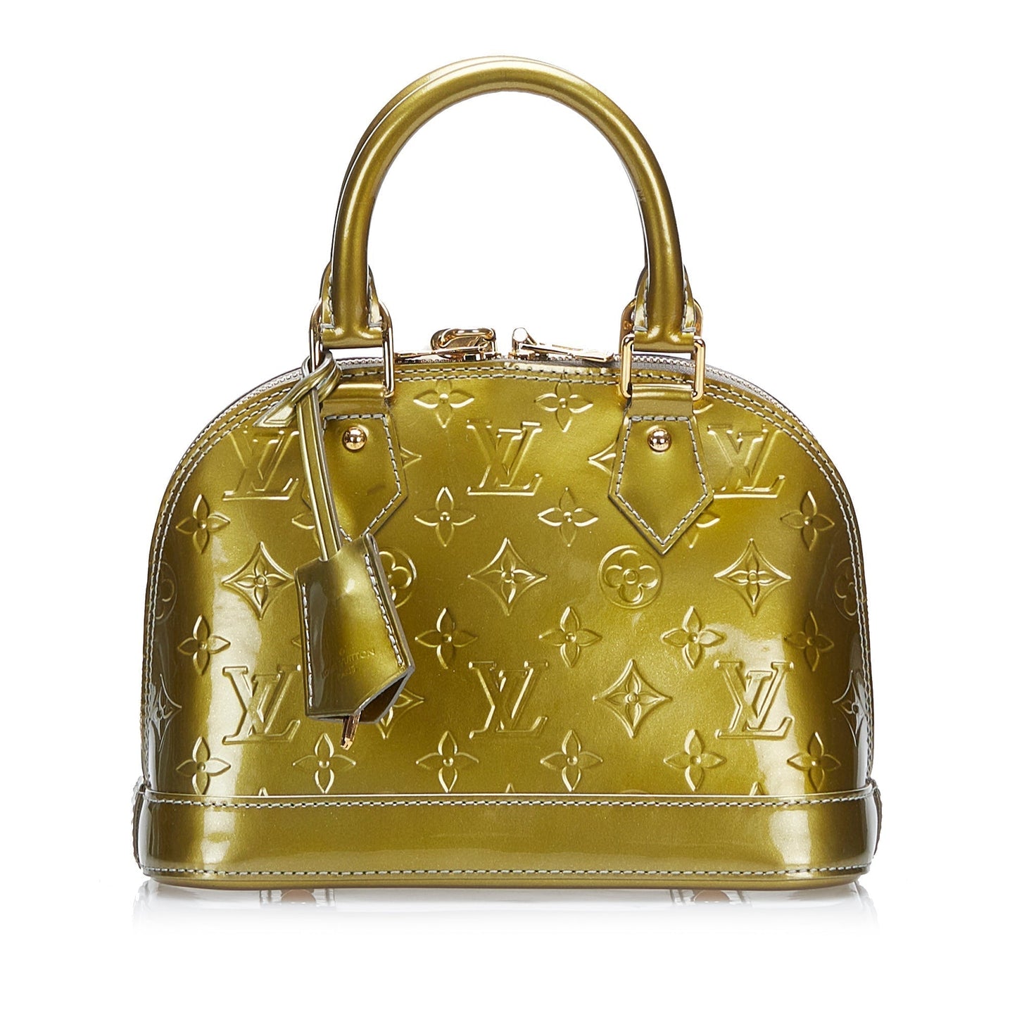 LOUIS VUITTON Monogram Vernis Alma BB Gold Handbag