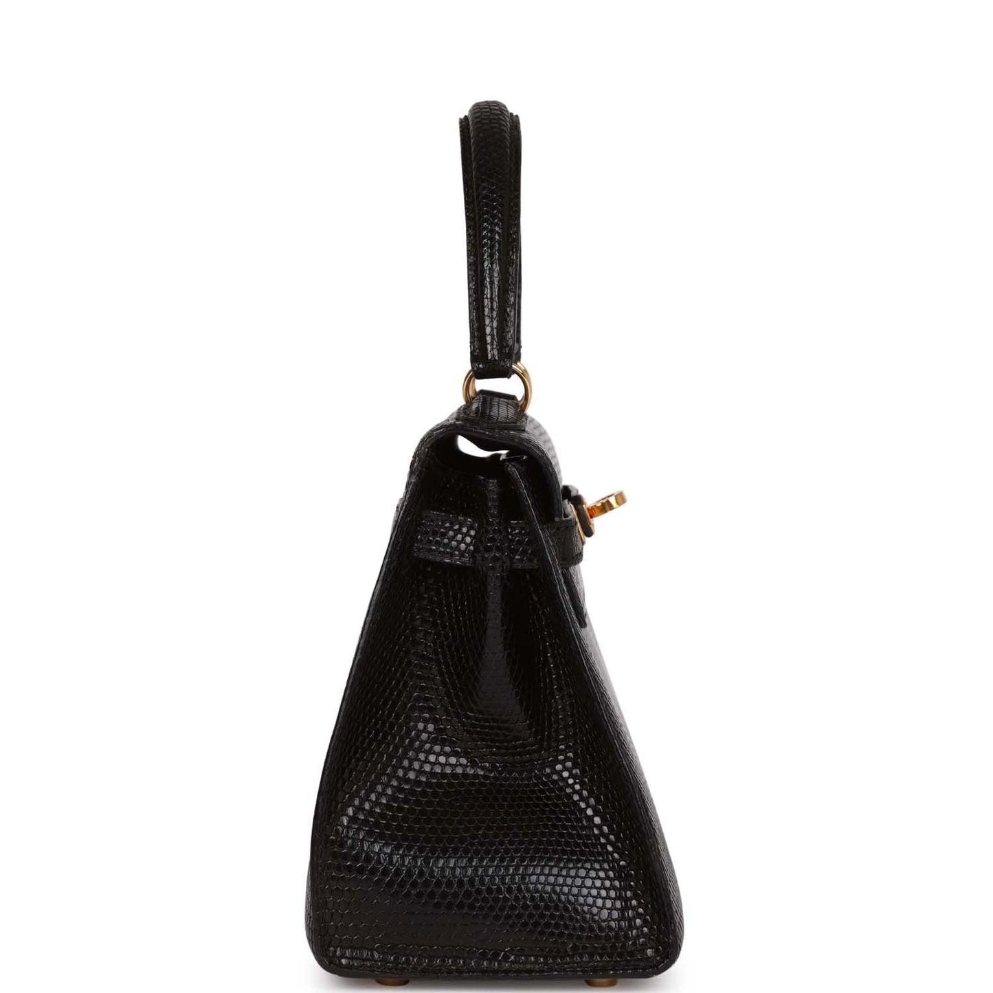 Hermes Kelly 20 Sellier Black Lizard Gold Hardware