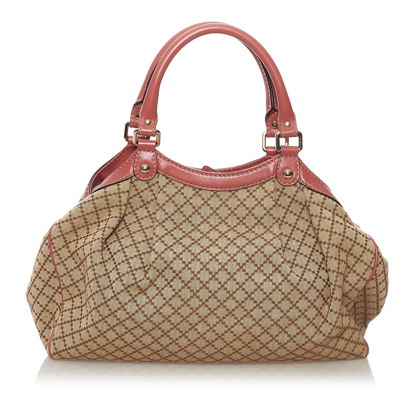 Gucci Sukey Brown Leather Canvas Shoulder Bag