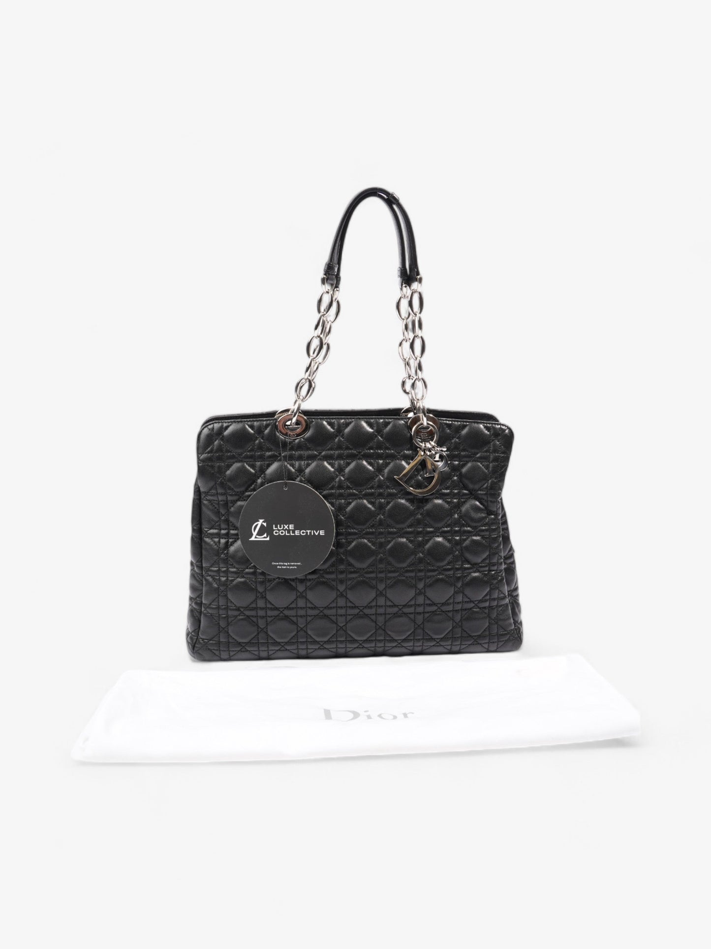 Christian Dior Shopping Tote Black Leather