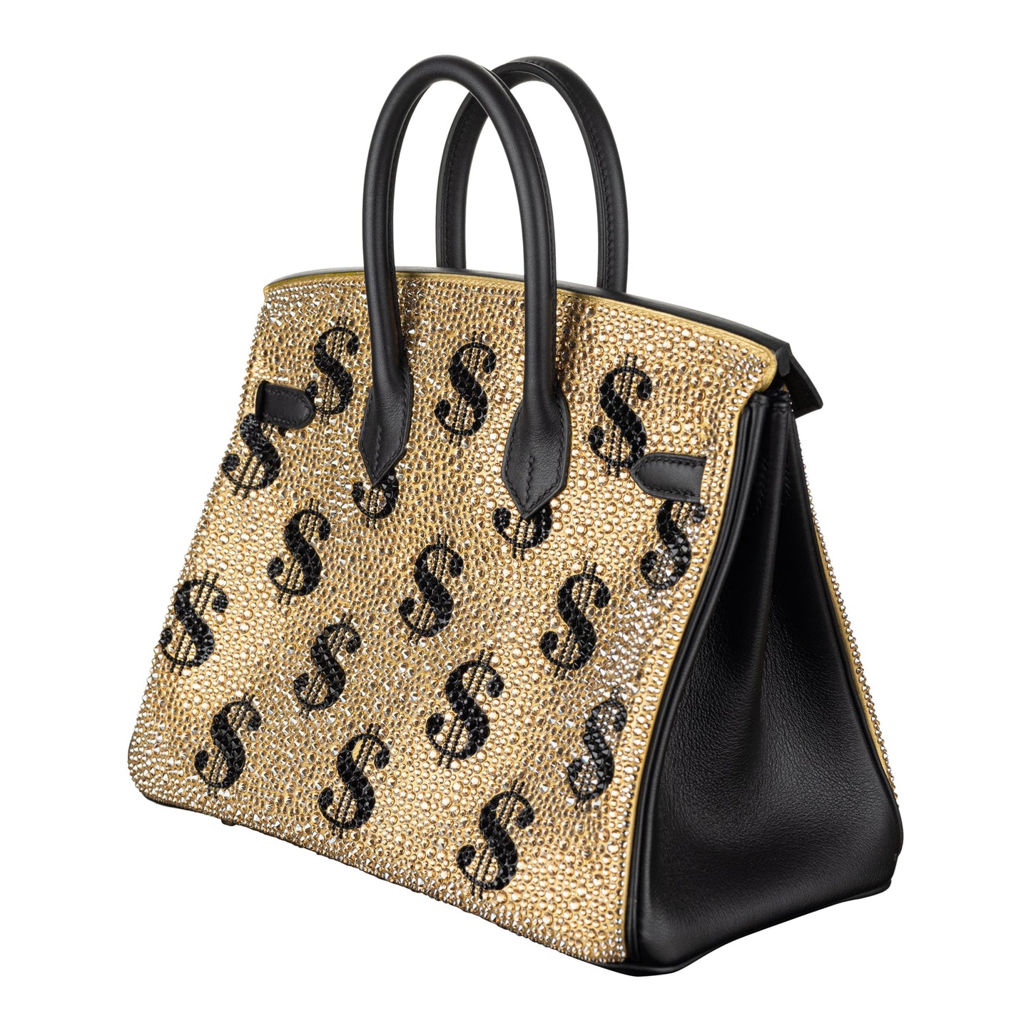 Hermes25cm Birkin Customized Gold Moneybags Swarovski Crystal Gold Hardware