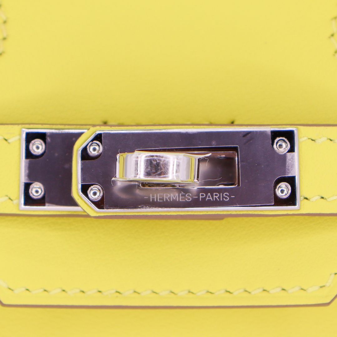 Hermes25cm Birkin Lime Swift Leather Palladium Hardware