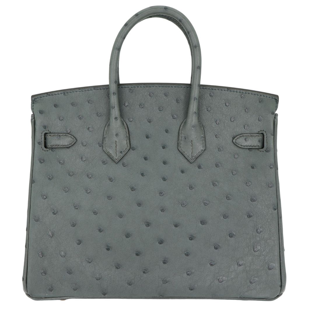 Hermes25cm Birkin Vert Amande Ostrich Gold Hardware