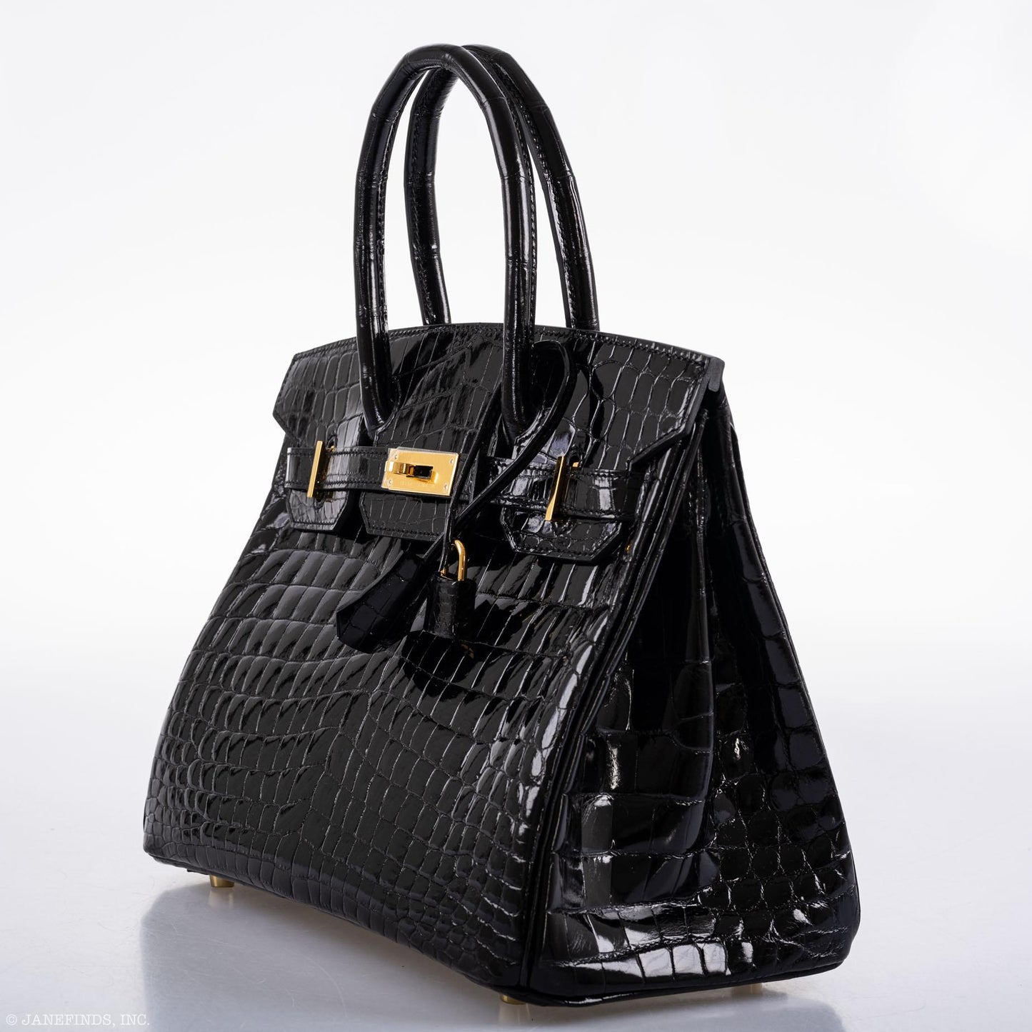 HermesBirkin 30 Black Shiny Niloticus Crocodile Gold Hardware - 2021, Z