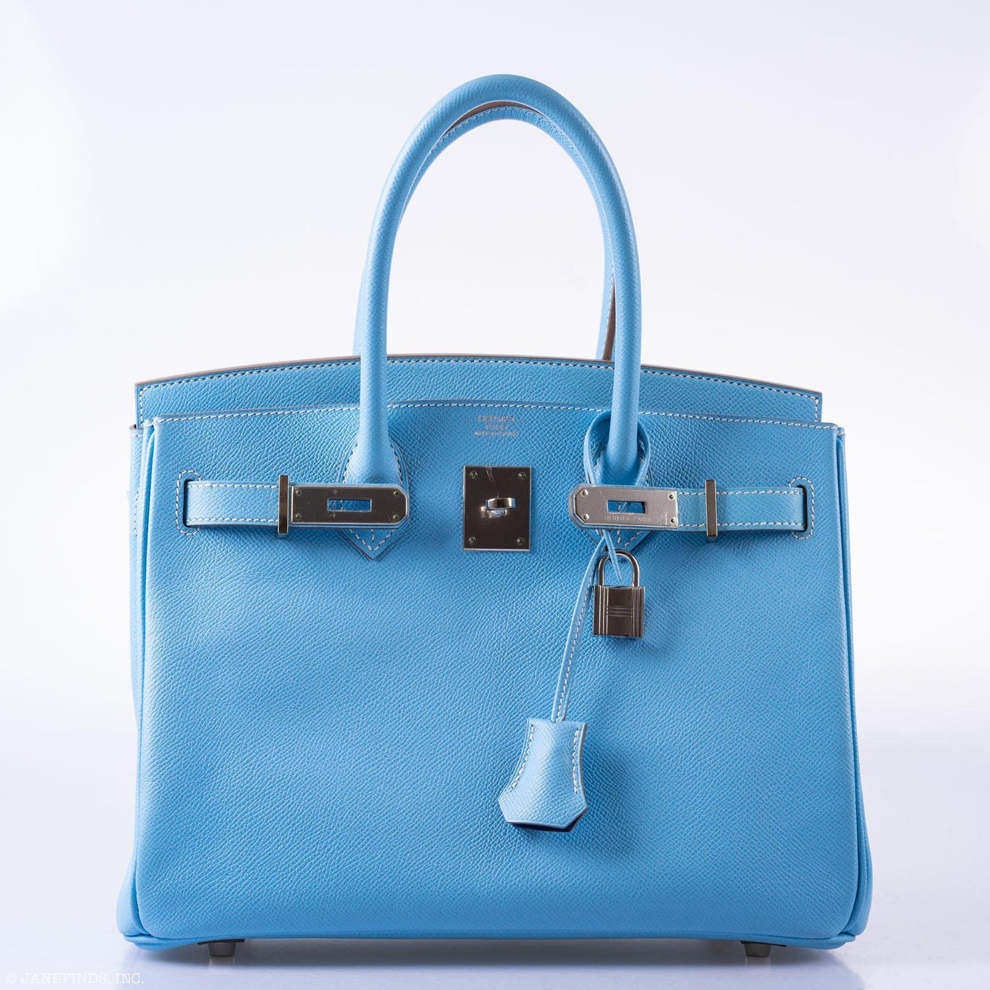 HermesBirkin 30 Celeste Blue Epsom Palladium Hardware