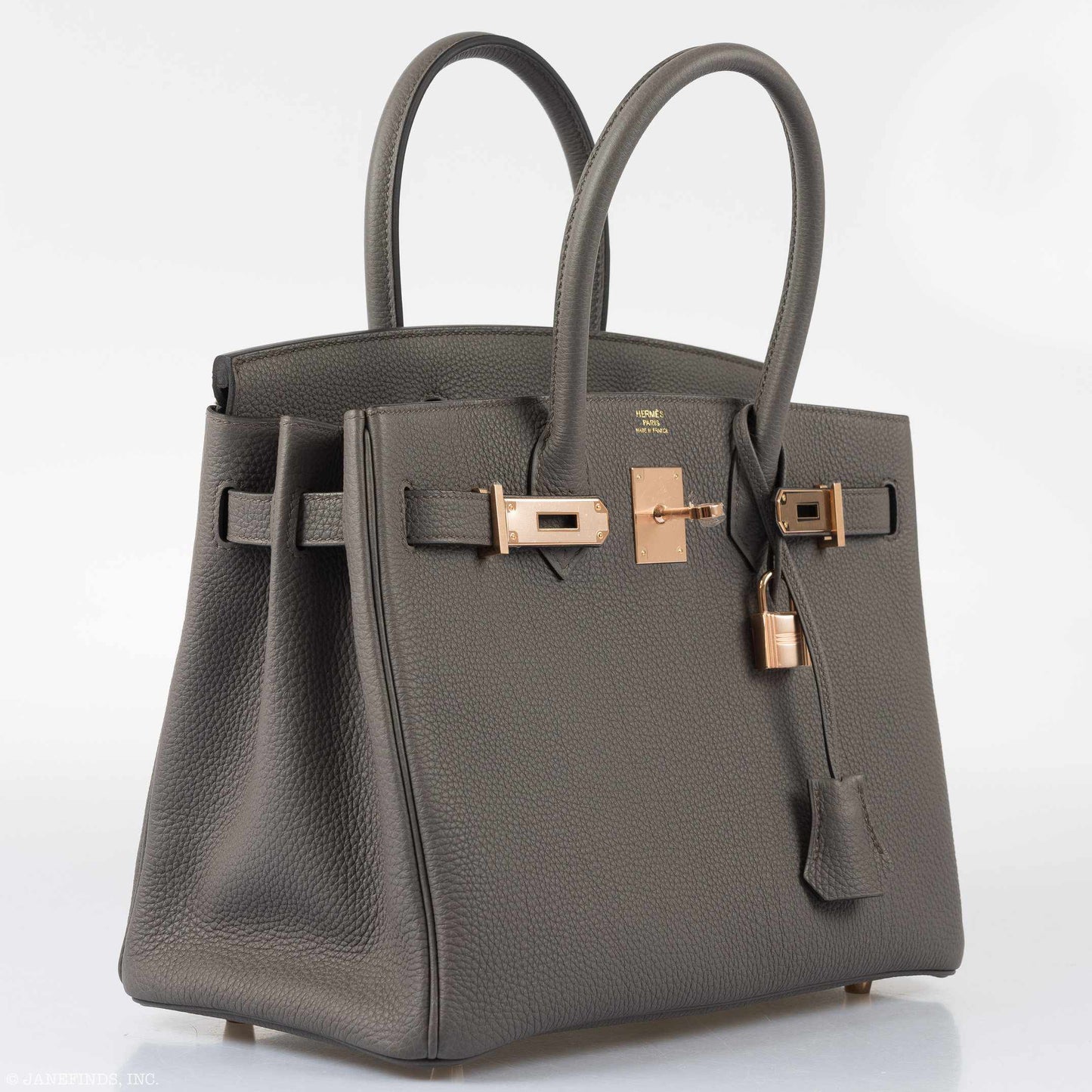 HermesBirkin 30 Etain Tin Grey Togo Rose Gold Hardware