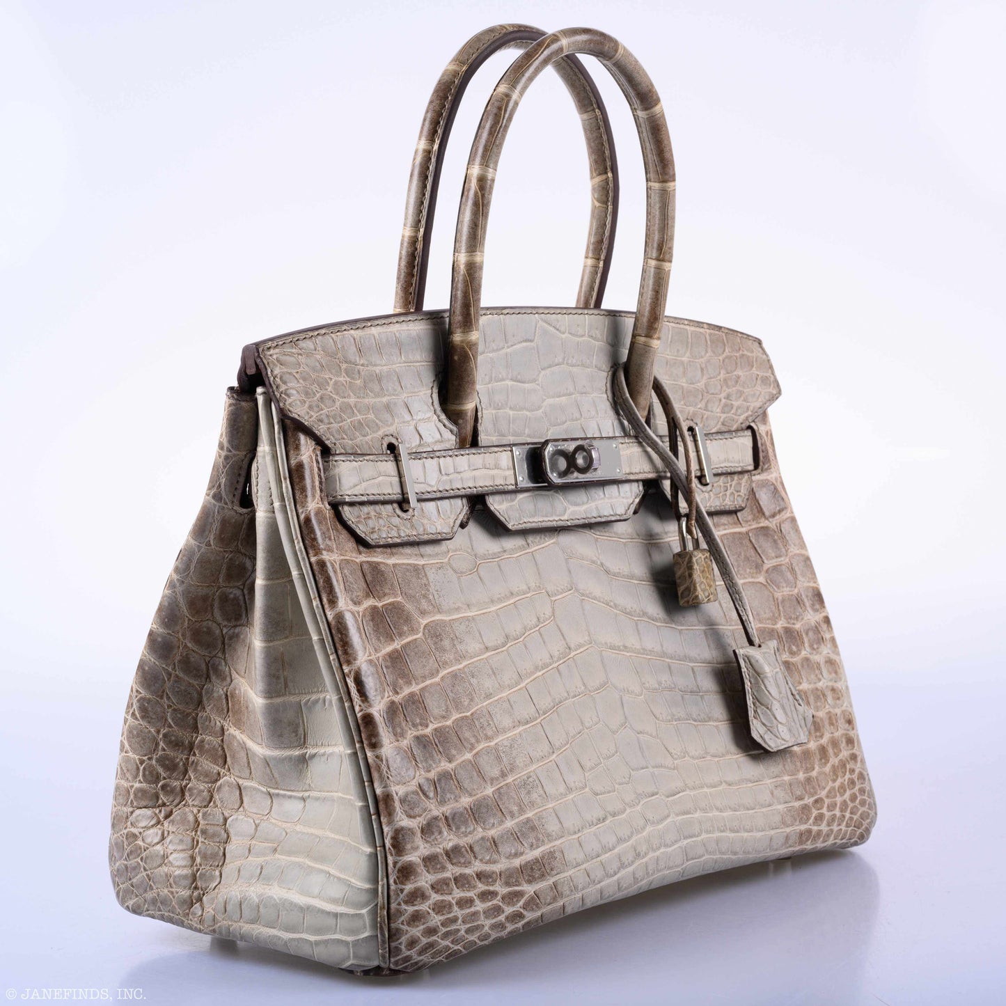 HermesBirkin 30 Gris Cendre Himalaya Niloticus Crocodile Palladium Hardware