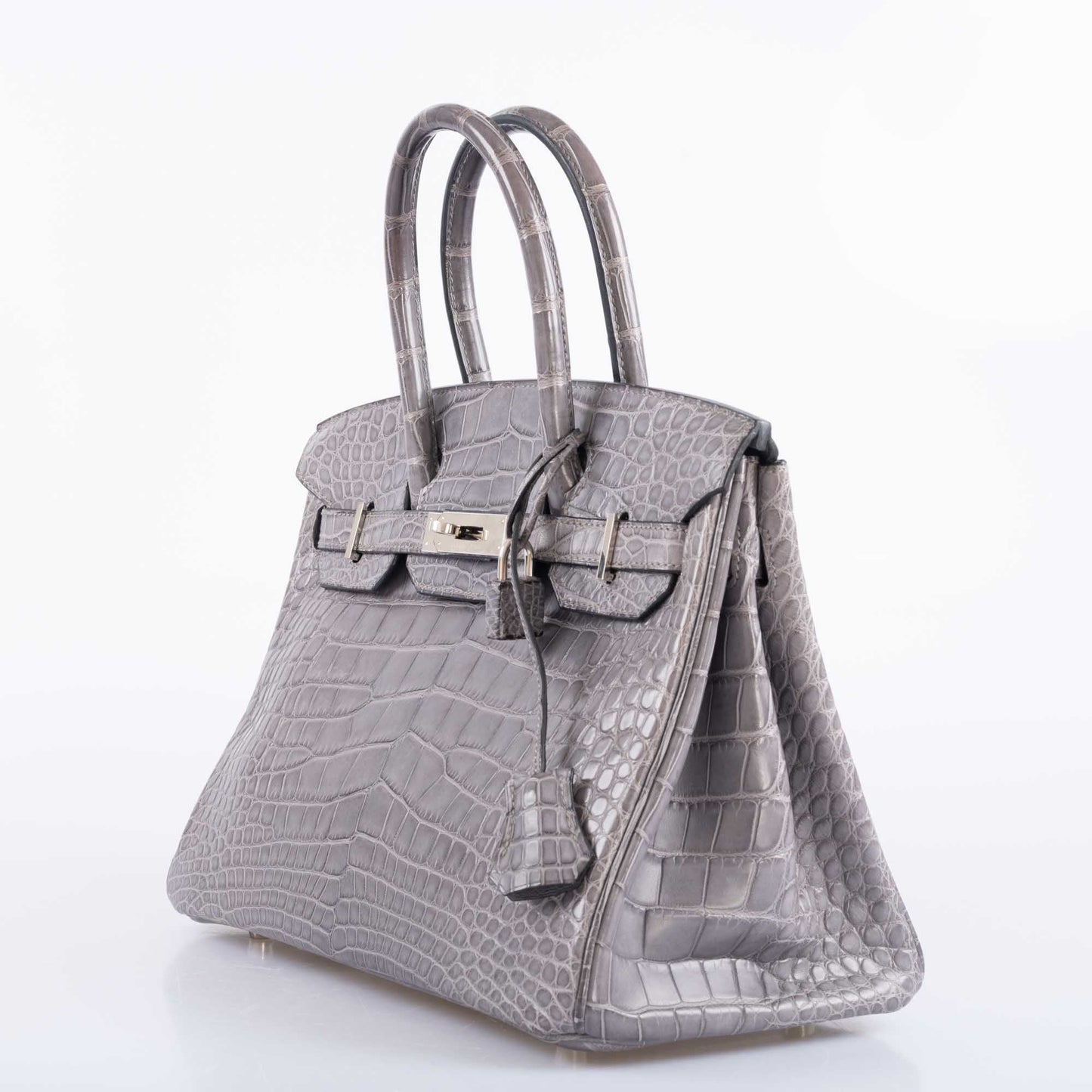 HermesBirkin 30 Gris Paris Matte Alligator with Palladium Hardware
