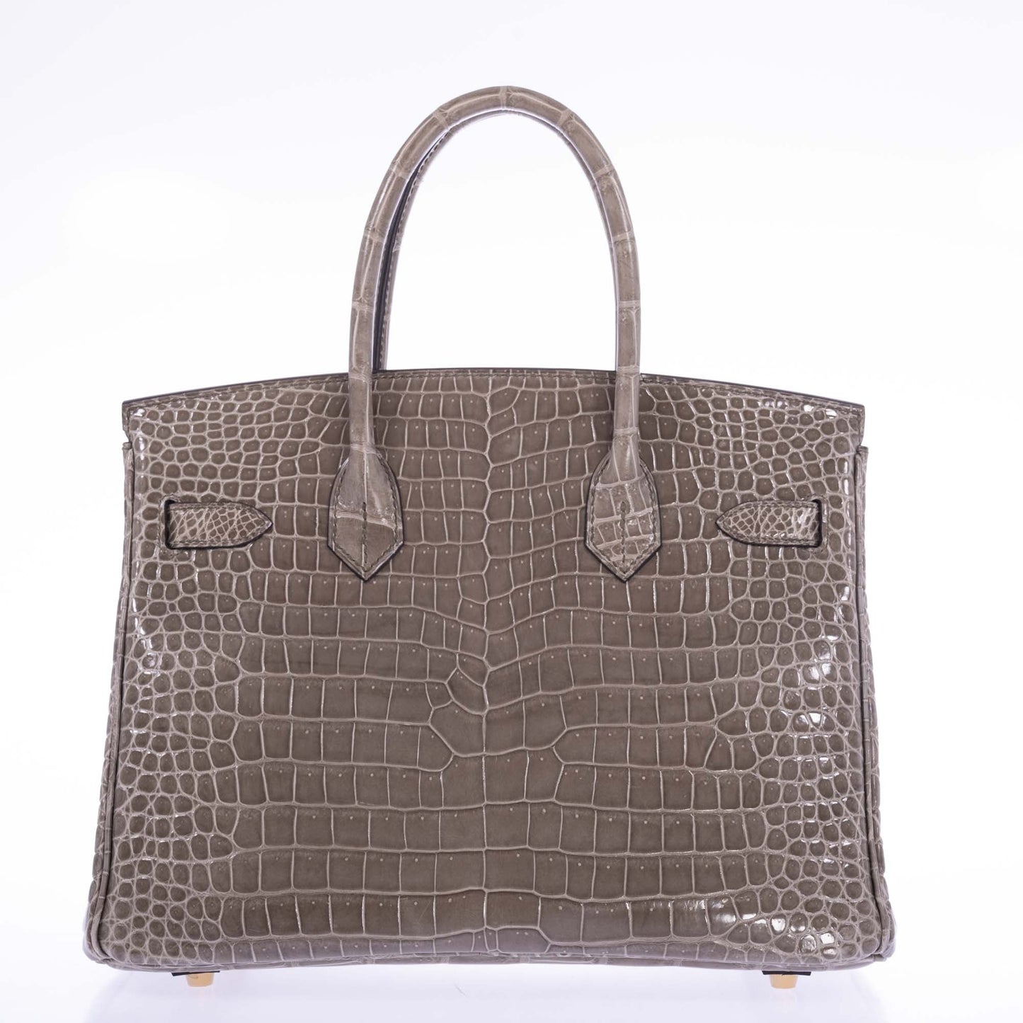 HermesBirkin 30 Gris Tourterelle Porosus Crocodile Gold Hardware