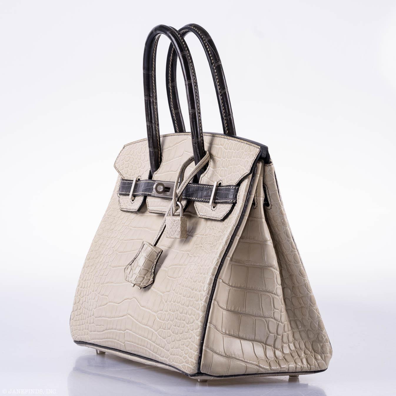 HermesBirkin 30 HSS Beton & Graphite Matte Alligator Brushed Palladium Hardware