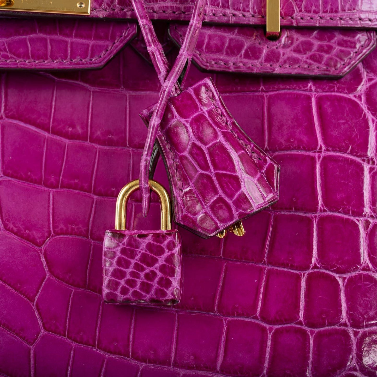 HermesBirkin 30 Rose Scheherazade Shiny Niloticus Crocodile Gold Hardware