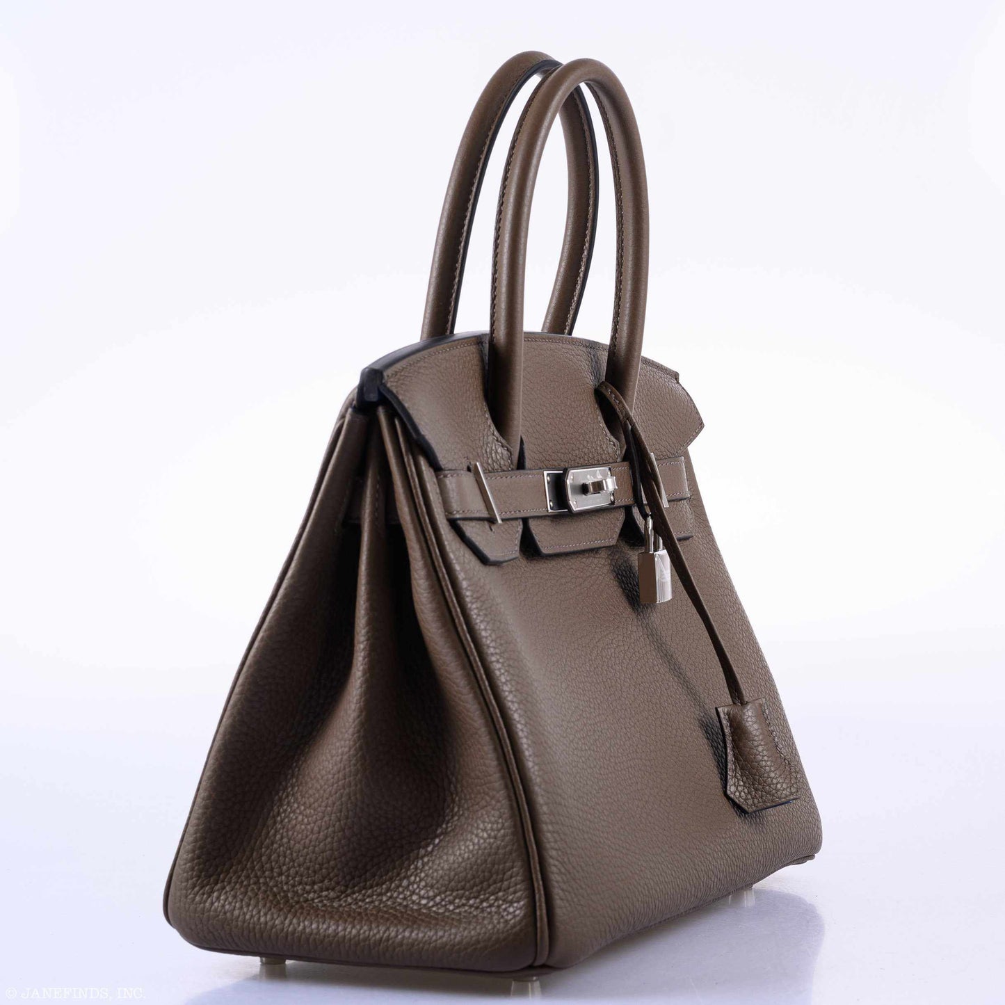 HermesBirkin 30 Verso Taupe & Blue Agate Clemence Palladium Hardware - 2020, Y