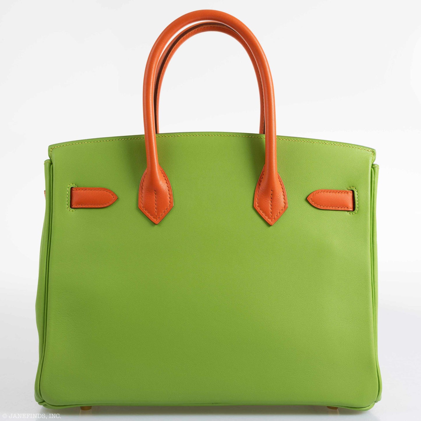 HermesBirkin 30 Vert Cru & Orange H Gulliver Leather Gold Hardware