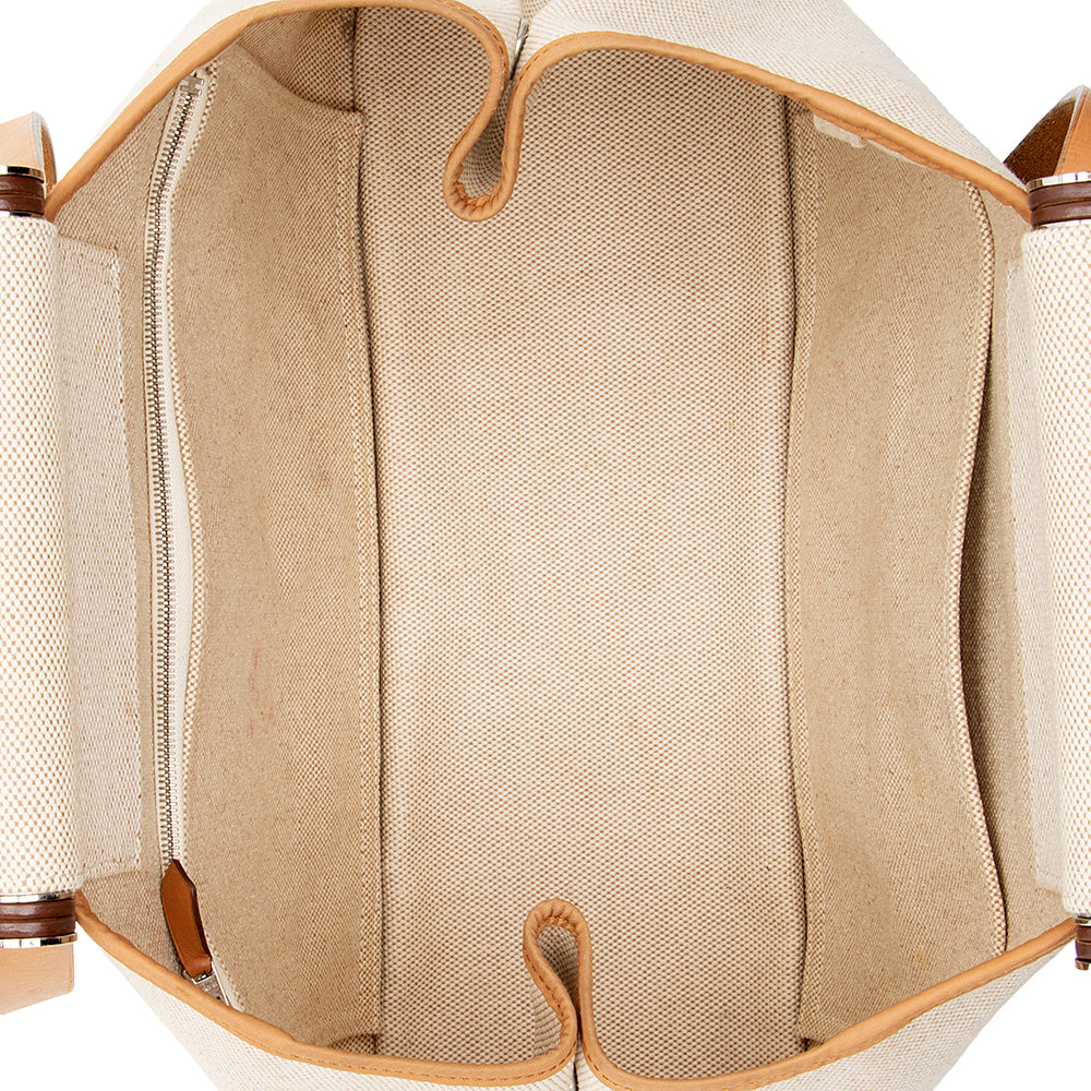 Luxury Hermes Canvas Calfskin Cabag Elan Tote - FINAL SALE (SHF-16359)
