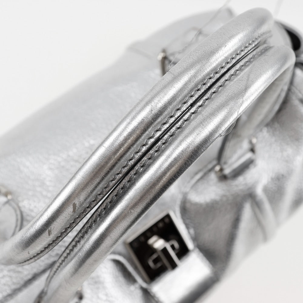CELINE Handbag Calfskin Silver With logo Women