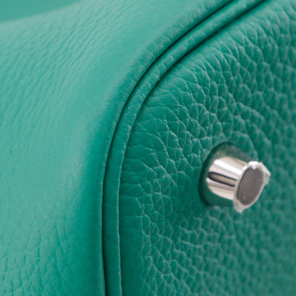 HERMES Handbag Taurillon Clemence Maurice Green Picotan Lock 22 MM