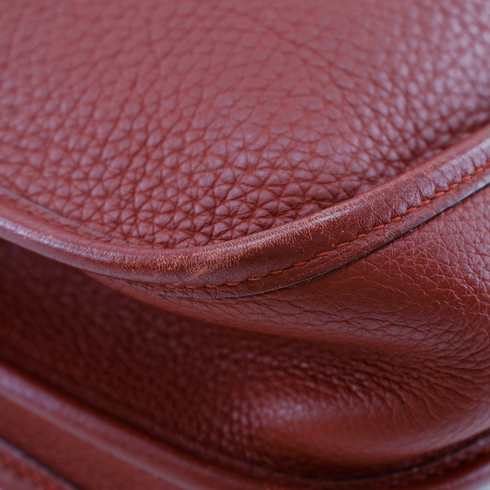 HERMES Shoulder Bag Taurillon Clemence Red/Silver Metal Evelyn 2 PM Women