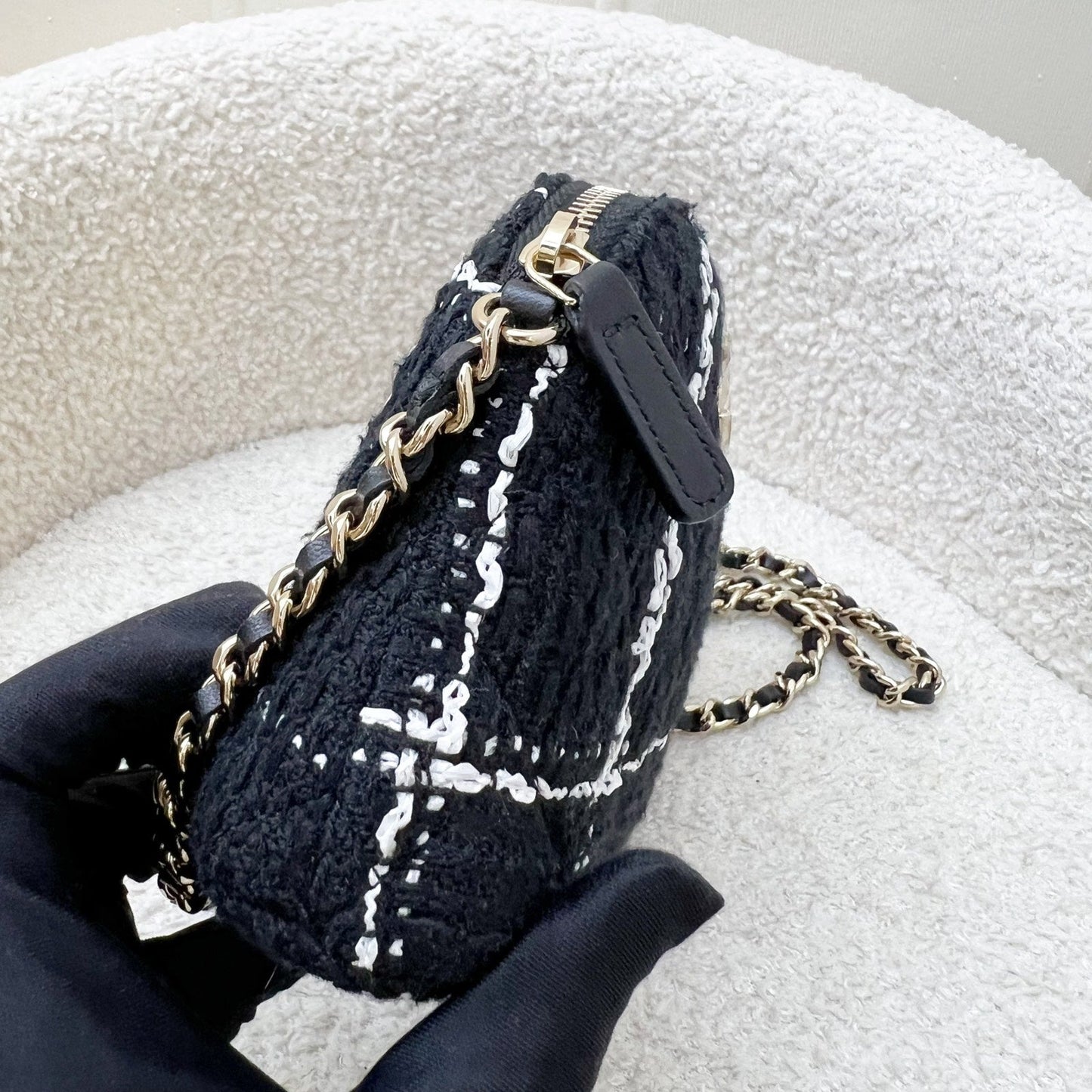 Chanel 24K VIP Gift Mini Bag in Black and White Tweed and LGHW