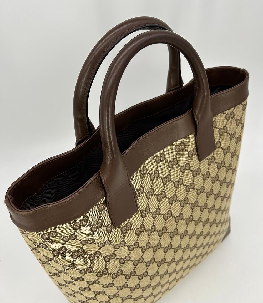 Gucci Monogram Nylon Leather Canvas Tote