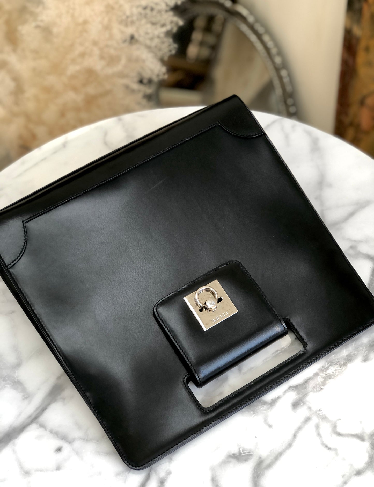 CELINE Gancini Cutout handle Handbag Black Old Celine sccjv8